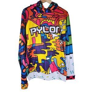 PYLON All Over Print 90s Style Streetwear Hoodie Sweatshirt SZ M